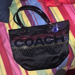 Black rhinestone coach tote